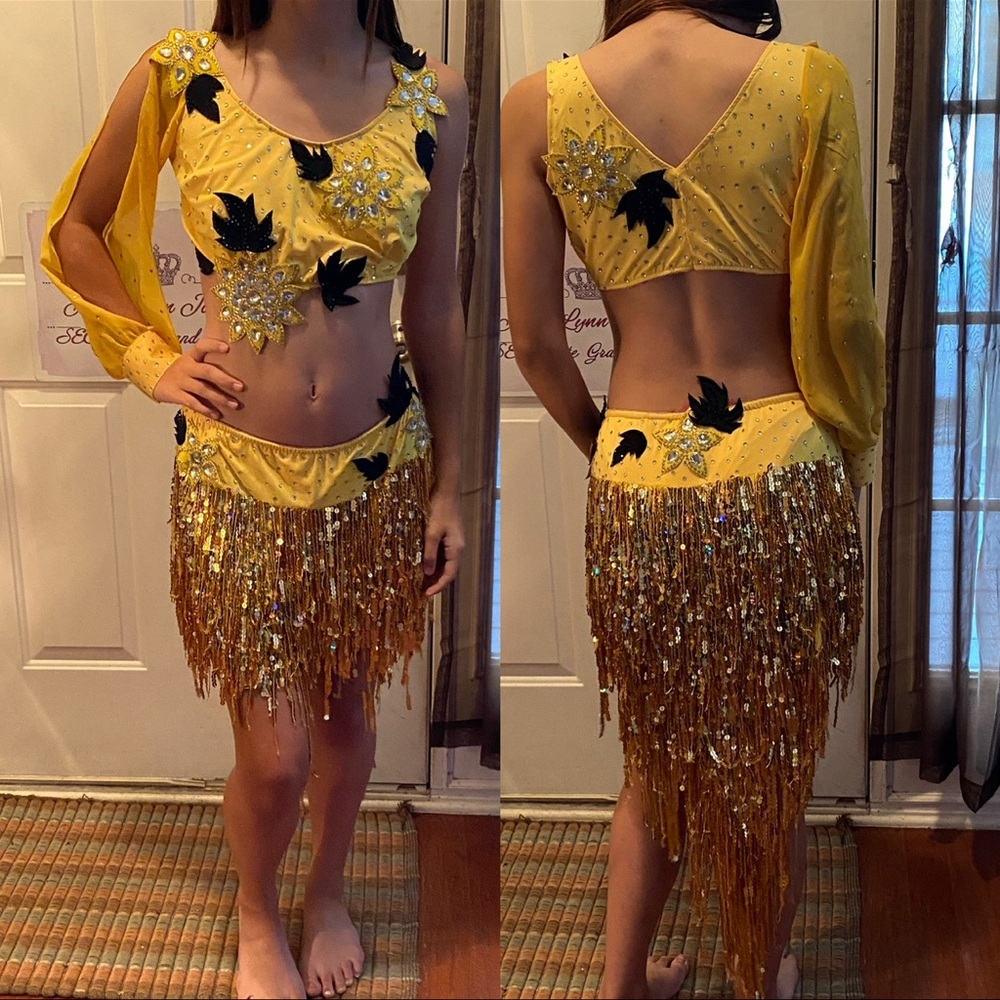Yellow and Gold Embellished Women's Skirt Set